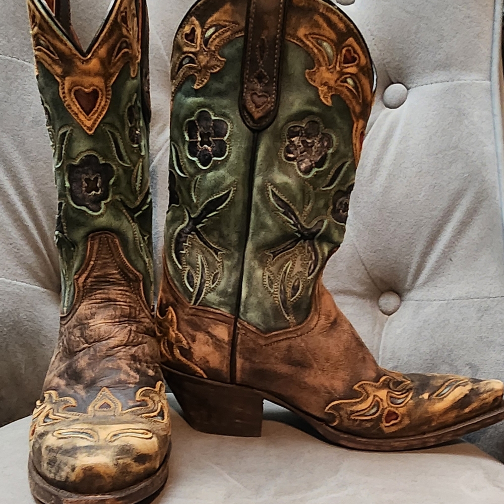 Women's Dan Post Bluebird Wingtip Western Leather Cowboy Boots With Snip Toe